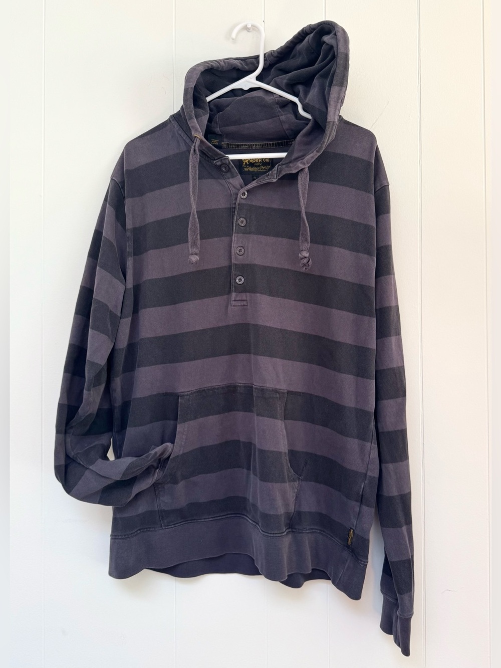 Scotch & Soda Striped Men’s Hoodie Sweatshirt Kangaroo Pocket Black Gray L